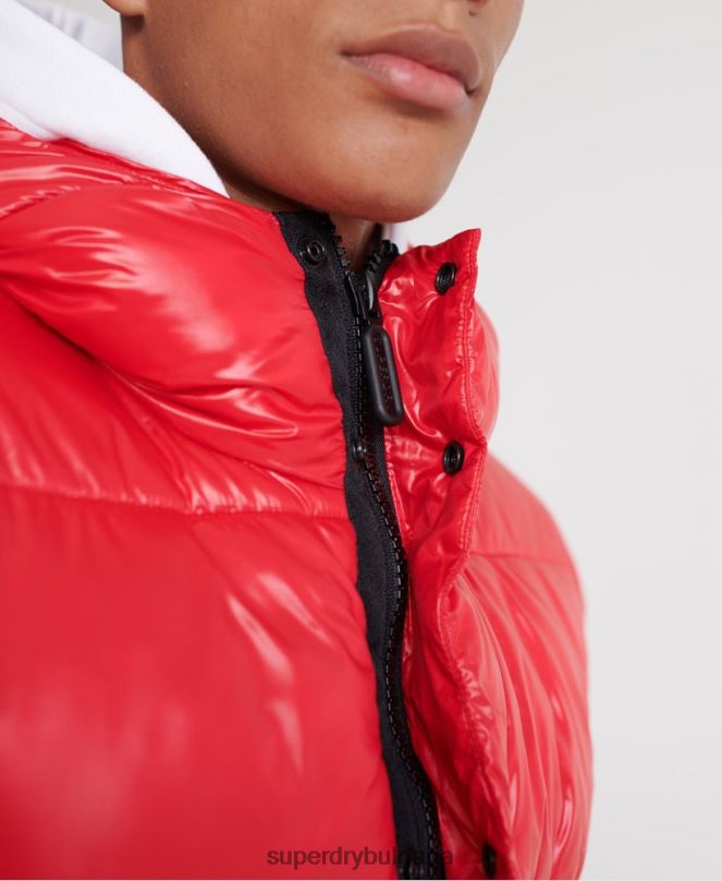 Superdry облекло N00H1163 червен мъже бомбър яке с висок блясък