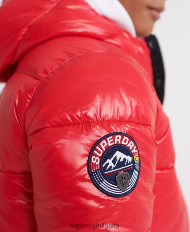 Superdry облекло N00H1163 червен мъже бомбър яке с висок блясък