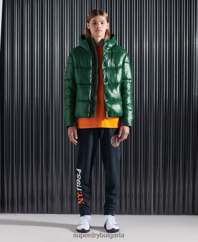 Superdry облекло N00H1169 зелено мъже подплатено яке с висок блясък