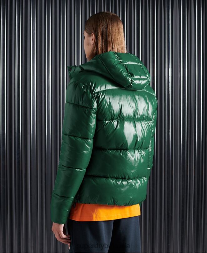Superdry облекло N00H1169 зелено мъже подплатено яке с висок блясък