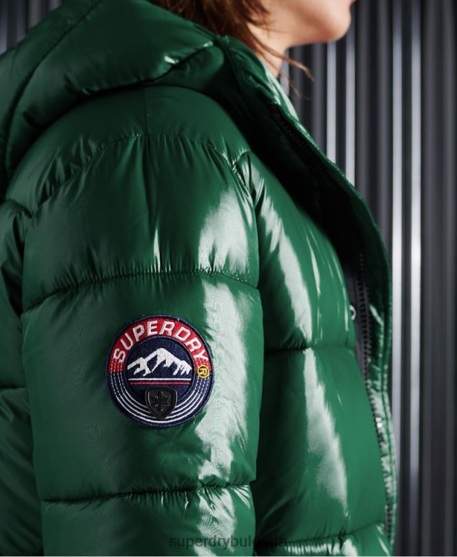 Superdry облекло N00H1169 зелено мъже подплатено яке с висок блясък
