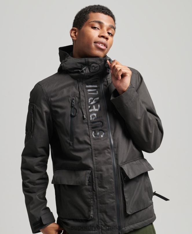 Superdry облекло N00H1188 тъмно сив мъже върховно яке от микрофибър SD