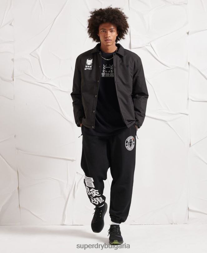 Superdry облекло N00H1189 черен мъже треньорско яке на опозиция