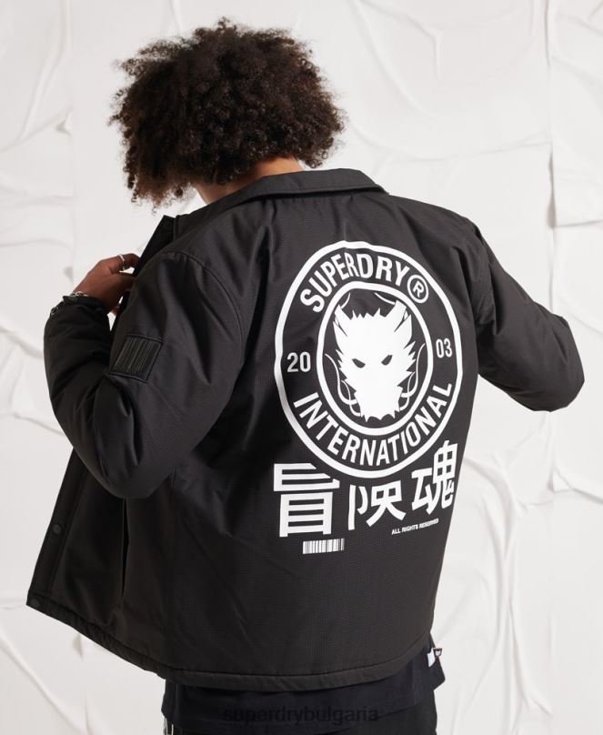 Superdry облекло N00H1189 черен мъже треньорско яке на опозиция