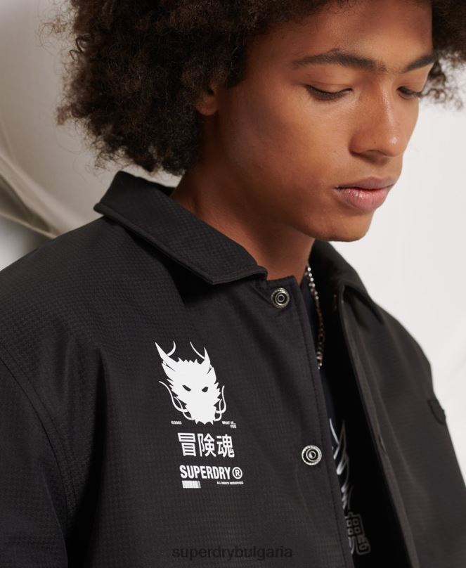 Superdry облекло N00H1189 черен мъже треньорско яке на опозиция
