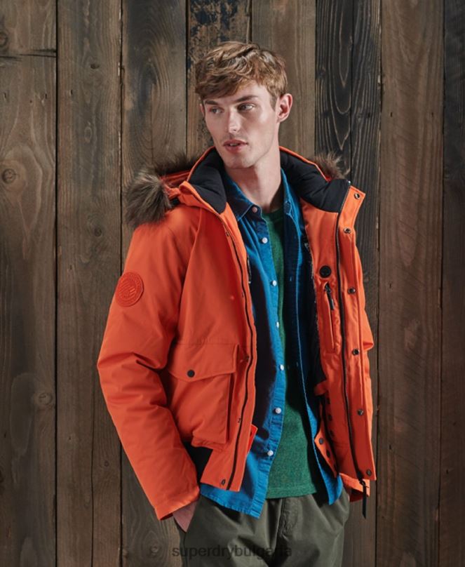 Superdry облекло N00H1194 оранжево мъже сноуборд яке Everest пухено