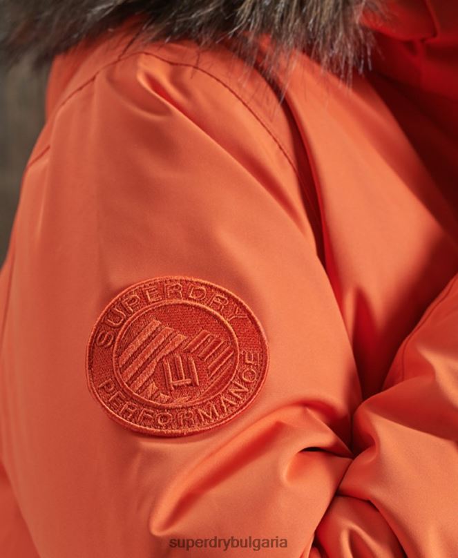 Superdry облекло N00H1194 оранжево мъже сноуборд яке Everest пухено
