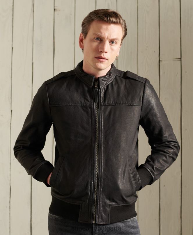 Superdry облекло N00H1195 черен мъже авиаторско кожено яке