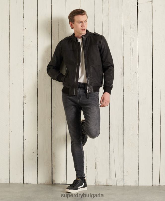 Superdry облекло N00H1195 черен мъже авиаторско кожено яке