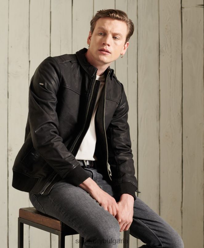 Superdry облекло N00H1195 черен мъже авиаторско кожено яке