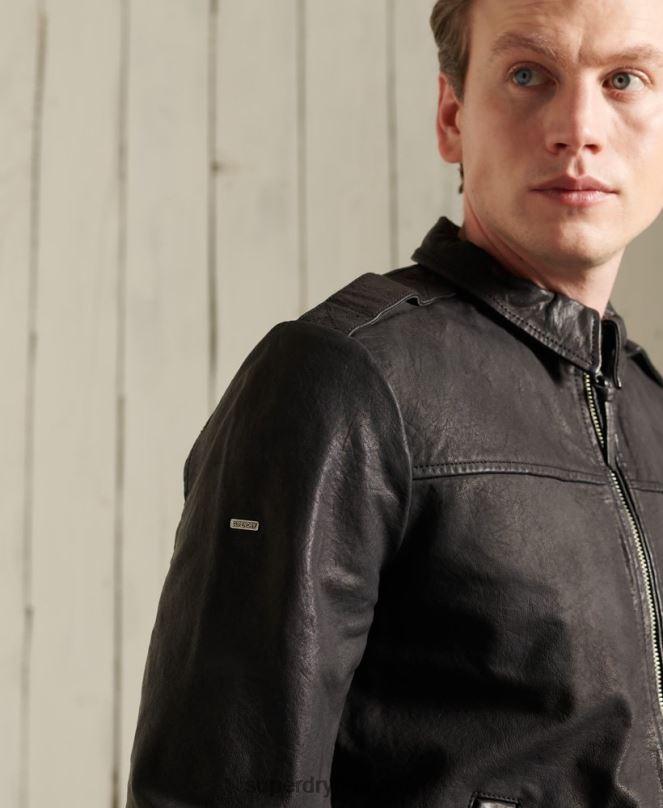 Superdry облекло N00H1195 черен мъже авиаторско кожено яке