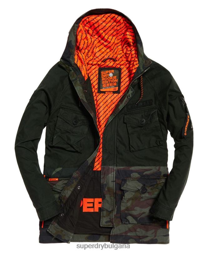 Superdry облекло N00H1199 зелено мъже яке с повдигната пантера новобранец