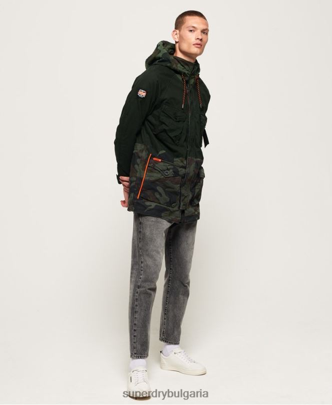 Superdry облекло N00H1199 зелено мъже яке с повдигната пантера новобранец