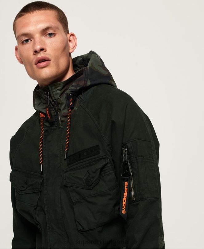 Superdry облекло N00H1199 зелено мъже яке с повдигната пантера новобранец