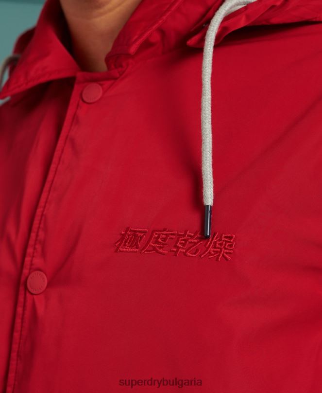 Superdry облекло N00H1200 червен мъже бейзболно треньорско яке с качулка