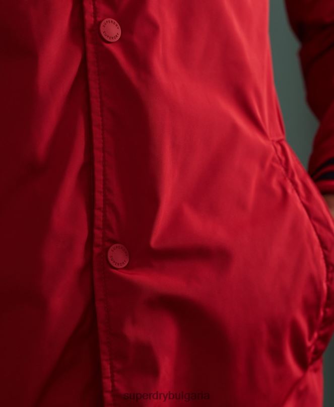 Superdry облекло N00H1200 червен мъже бейзболно треньорско яке с качулка