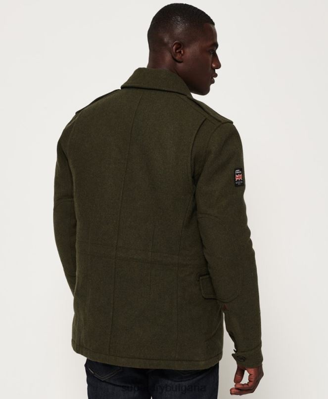 Superdry облекло N00H1203 зелено мъже Вълнено яке с четири джоба tito