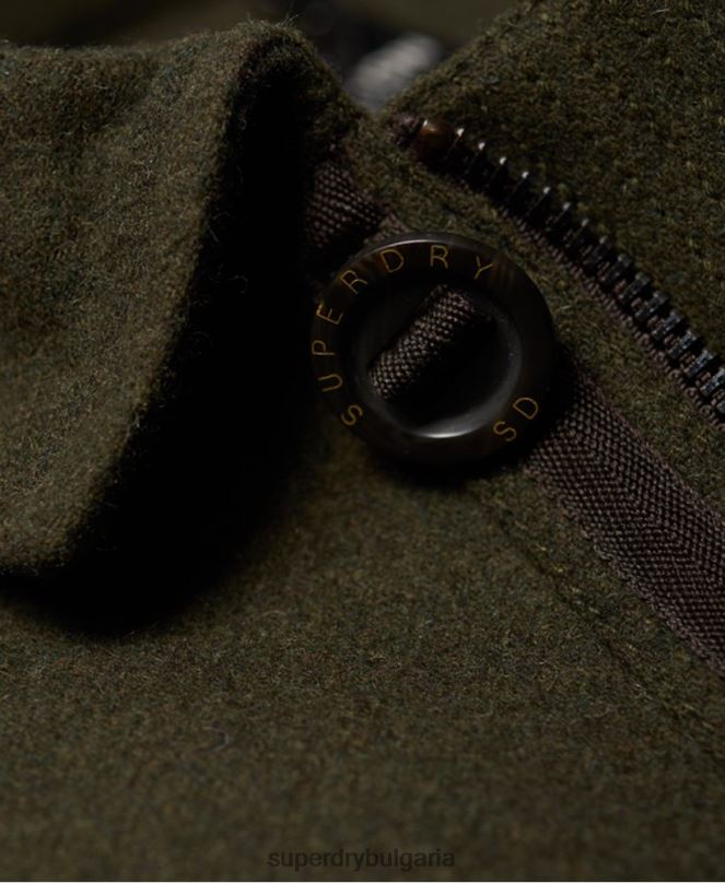 Superdry облекло N00H1203 зелено мъже Вълнено яке с четири джоба tito