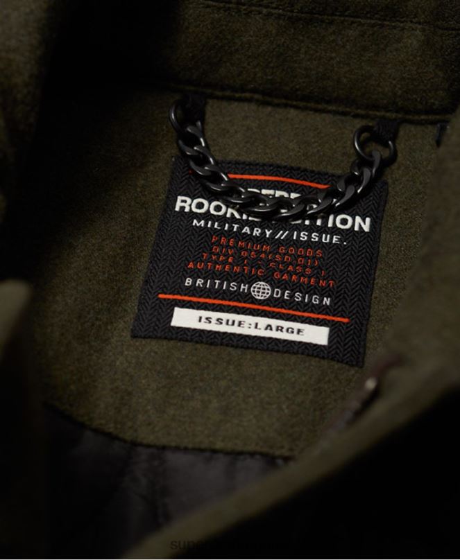 Superdry облекло N00H1203 зелено мъже Вълнено яке с четири джоба tito