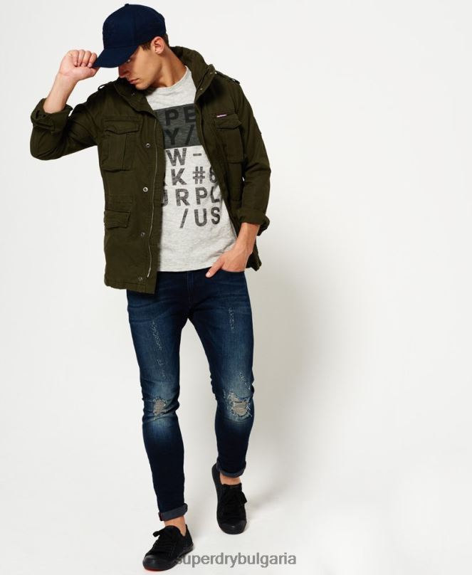 Superdry облекло N00H1204 зелено мъже новобранец тежко полево яке