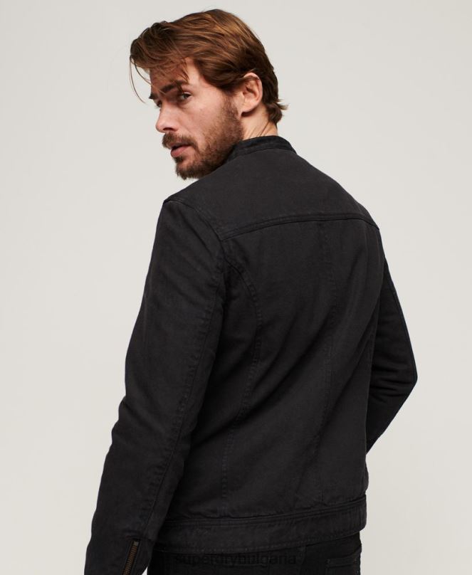 Superdry облекло N00H24 тъмно сив мъже ретро дънково състезателно яке