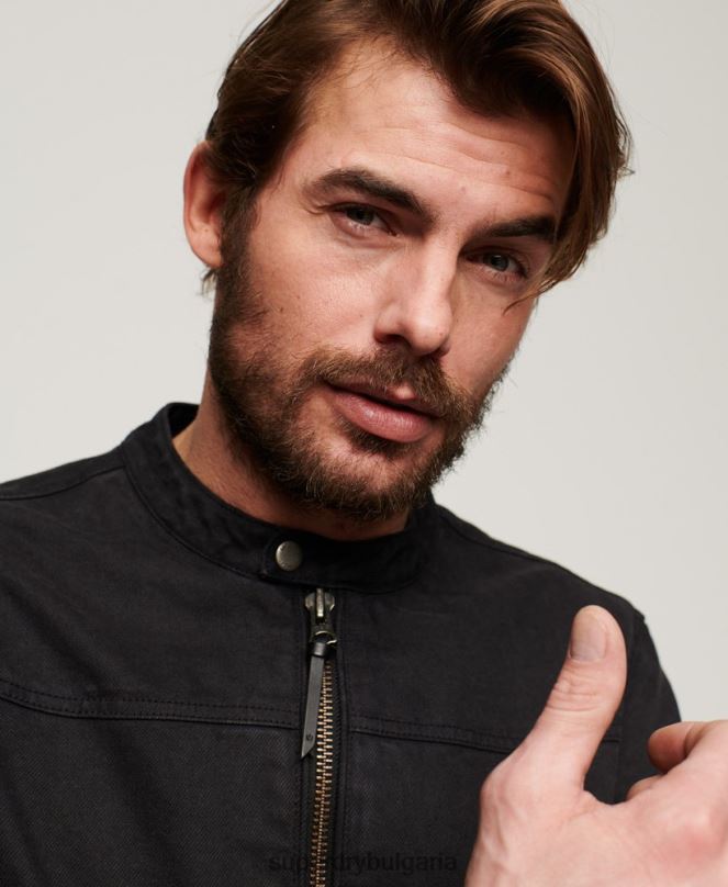 Superdry облекло N00H24 тъмно сив мъже ретро дънково състезателно яке