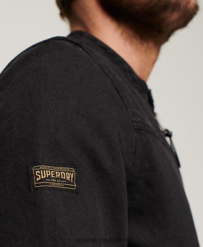 Superdry облекло N00H24 тъмно сив мъже ретро дънково състезателно яке