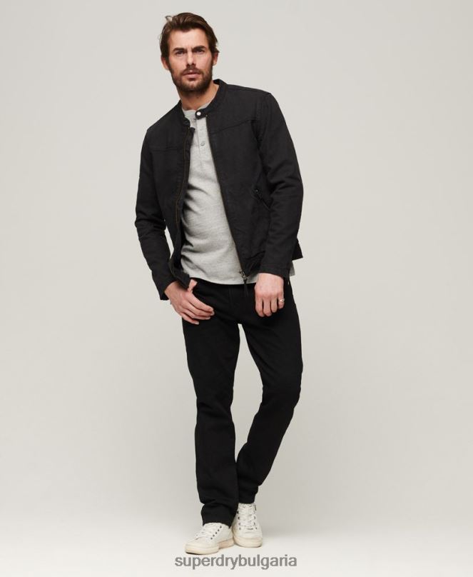 Superdry облекло N00H24 тъмно сив мъже ретро дънково състезателно яке