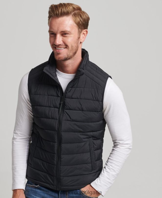 Superdry облекло N00H4435 черен мъже лека подплатена жилетка