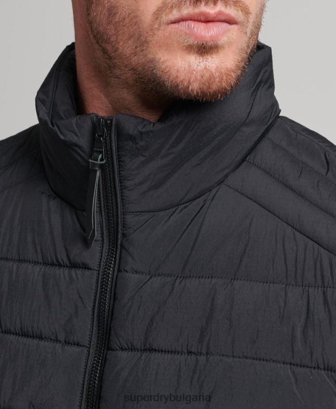 Superdry облекло N00H4435 черен мъже лека подплатена жилетка