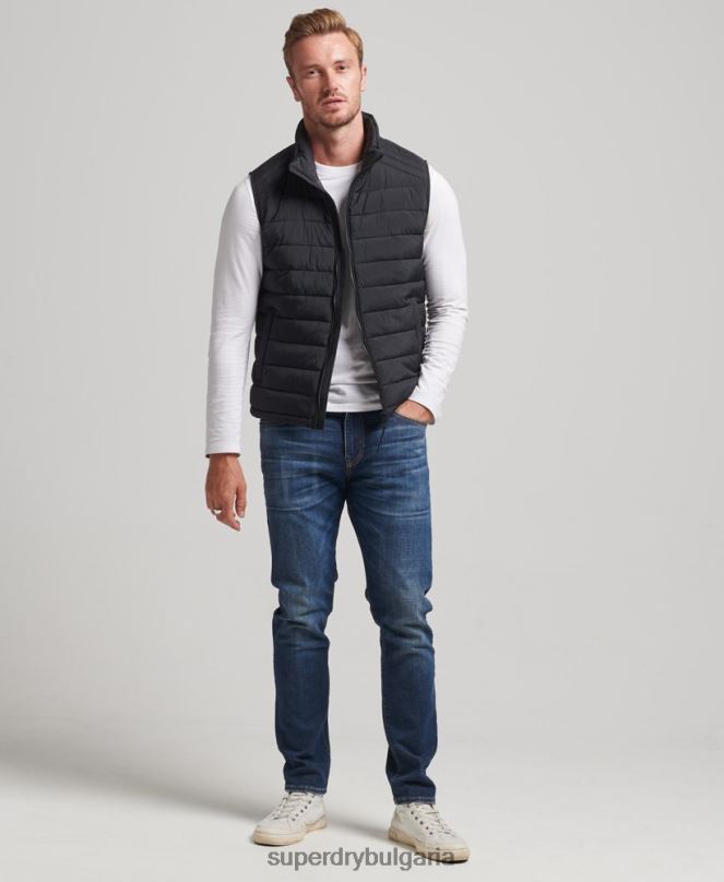 Superdry облекло N00H4435 черен мъже лека подплатена жилетка