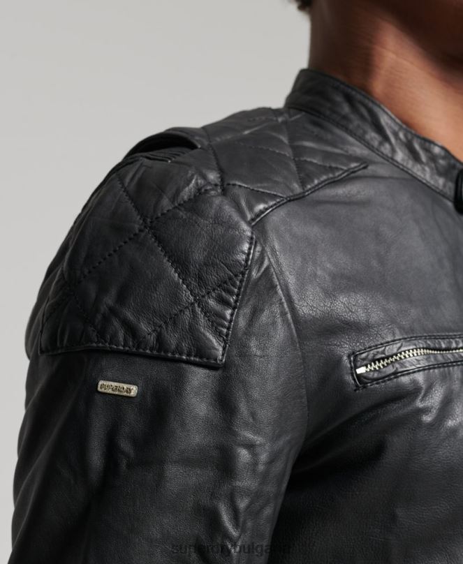Superdry облекло N00H4436 черен мъже мото състезателно яке