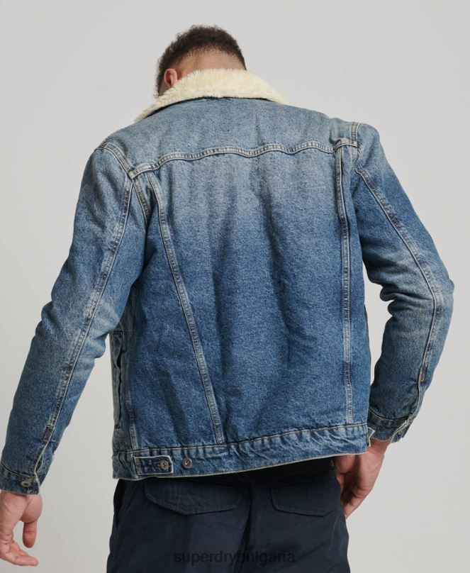 Superdry облекло N00H4437 син мъже дънково яке шерпа