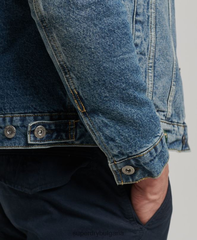 Superdry облекло N00H4437 син мъже дънково яке шерпа