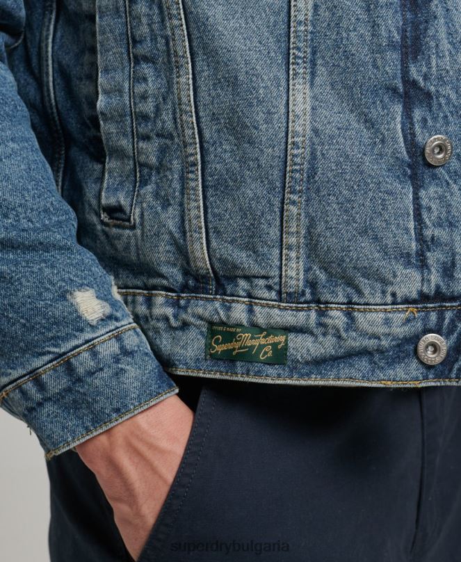 Superdry облекло N00H4437 син мъже дънково яке шерпа