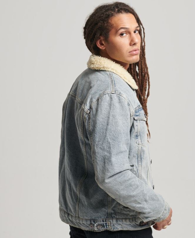 Superdry облекло N00H4442 син мъже дънково яке шерпа