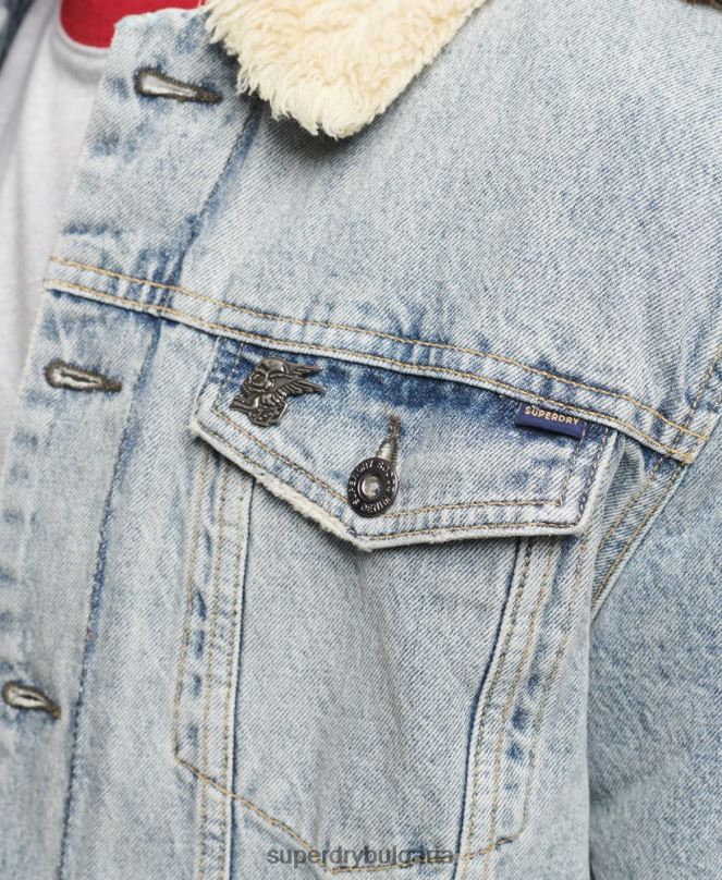 Superdry облекло N00H4442 син мъже дънково яке шерпа