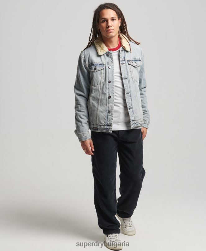 Superdry облекло N00H4442 син мъже дънково яке шерпа