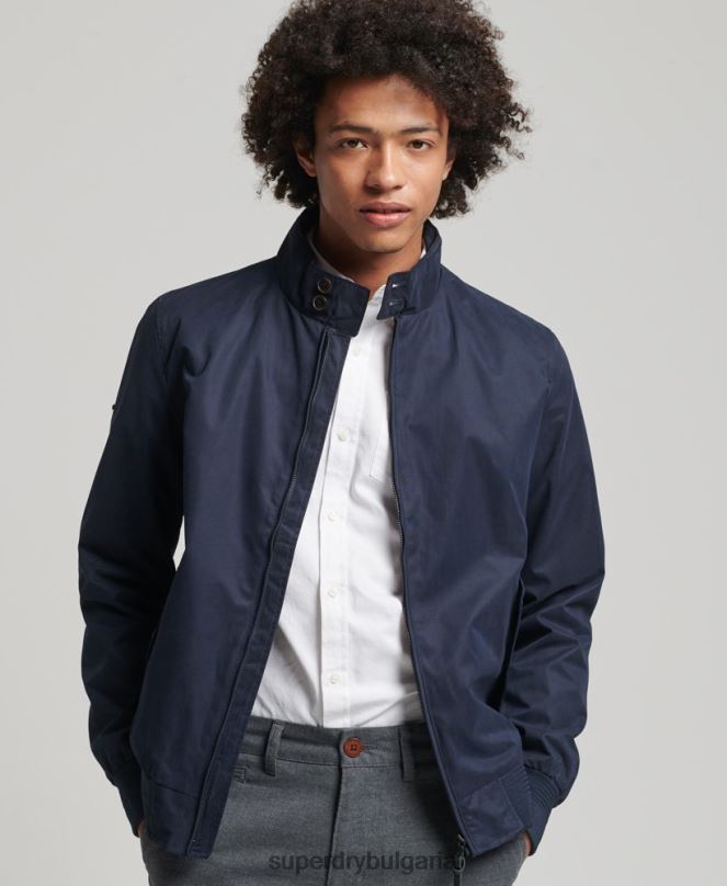 Superdry облекло N00H4443 военноморски флот мъже емблематично яке Харингтън