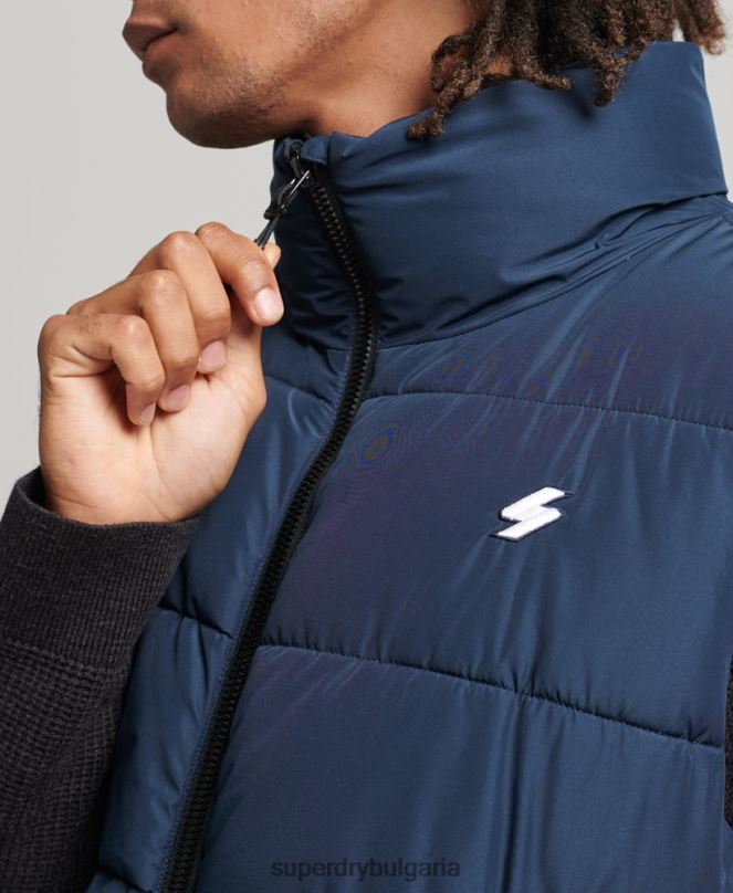 Superdry облекло N00H4446 военноморски флот мъже спортна жилетка без качулка