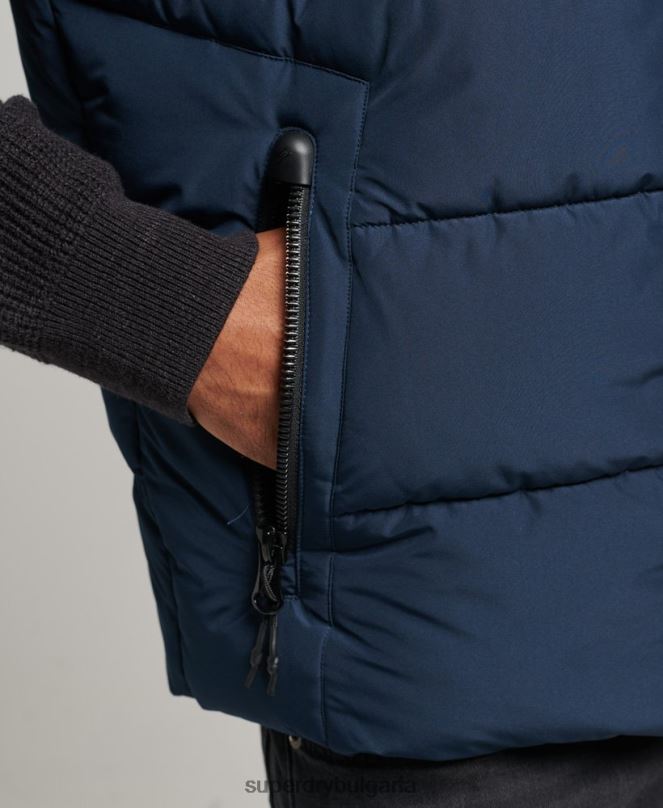 Superdry облекло N00H4446 военноморски флот мъже спортна жилетка без качулка