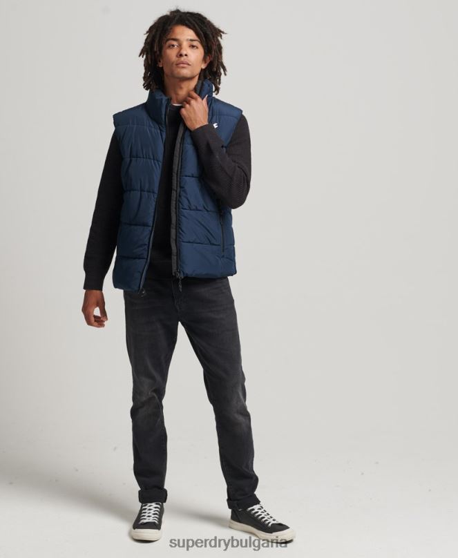 Superdry облекло N00H4446 военноморски флот мъже спортна жилетка без качулка