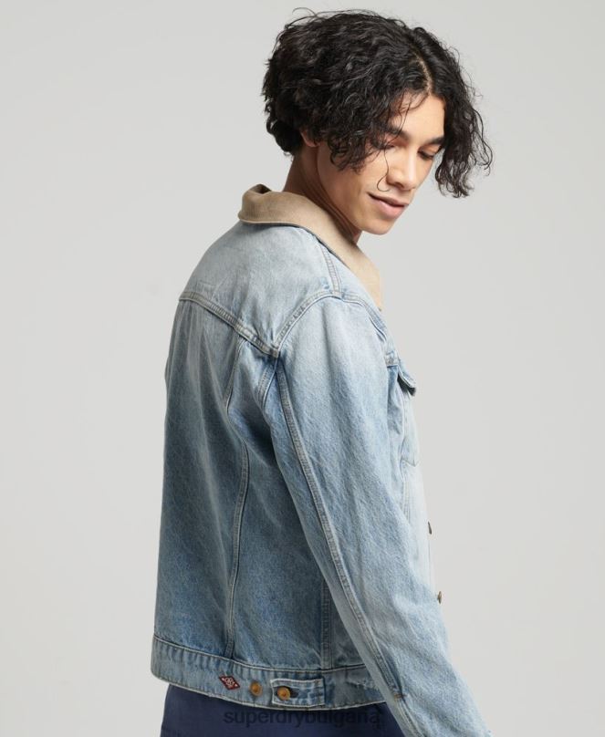 Superdry облекло N00H4451 син мъже ретро яке на шосеен разбойник