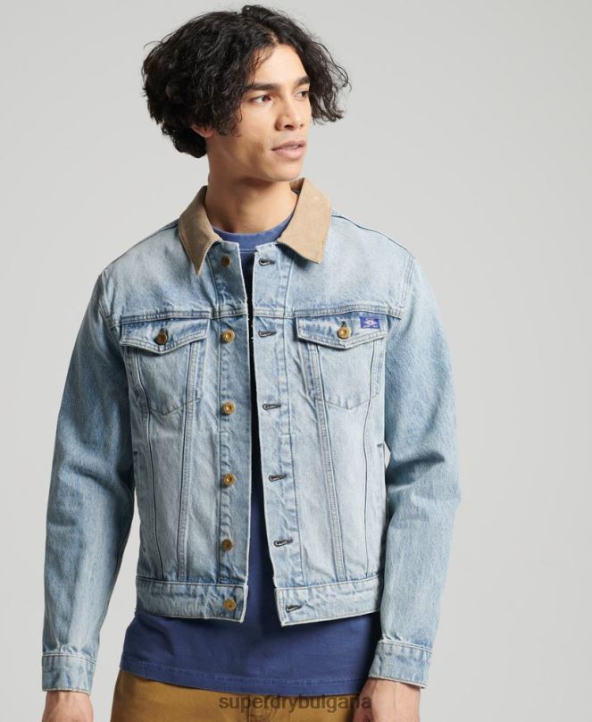 Superdry облекло N00H4451 син мъже ретро яке на шосеен разбойник
