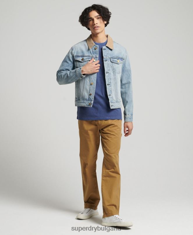 Superdry облекло N00H4451 син мъже ретро яке на шосеен разбойник