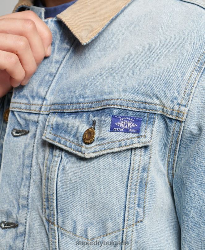 Superdry облекло N00H4451 син мъже ретро яке на шосеен разбойник