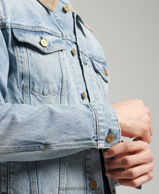 Superdry облекло N00H4451 син мъже ретро яке на шосеен разбойник