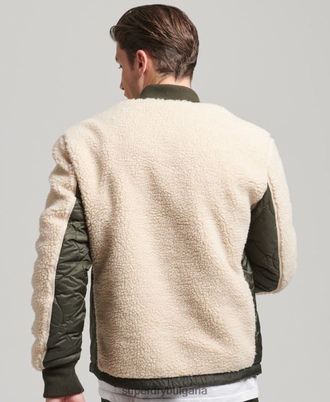 Superdry облекло N00H4453 сметана мъже шерпа яке с цип
