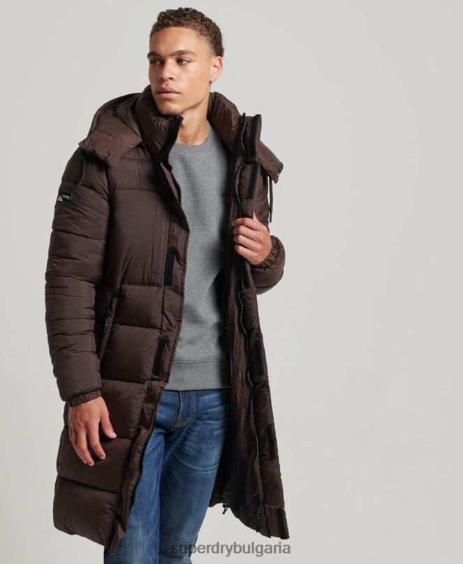 Superdry облекло N00H4454 кафяво мъже пухено яке с парагади ripstop