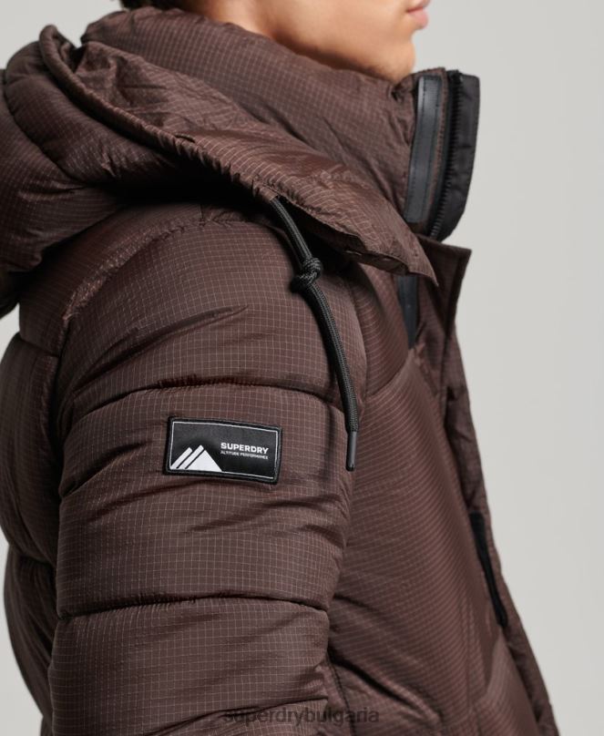 Superdry облекло N00H4454 кафяво мъже пухено яке с парагади ripstop